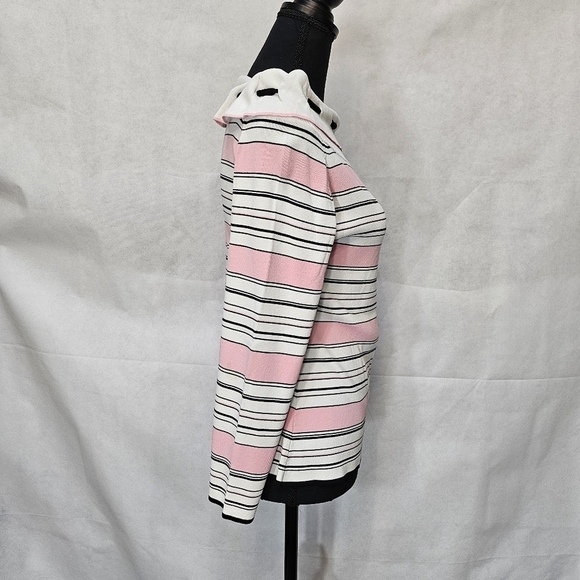 Karen Lessly Stripped Top 68% Rayon 32% Nylon Pink Black White Sz M - Picture 5 of 6
